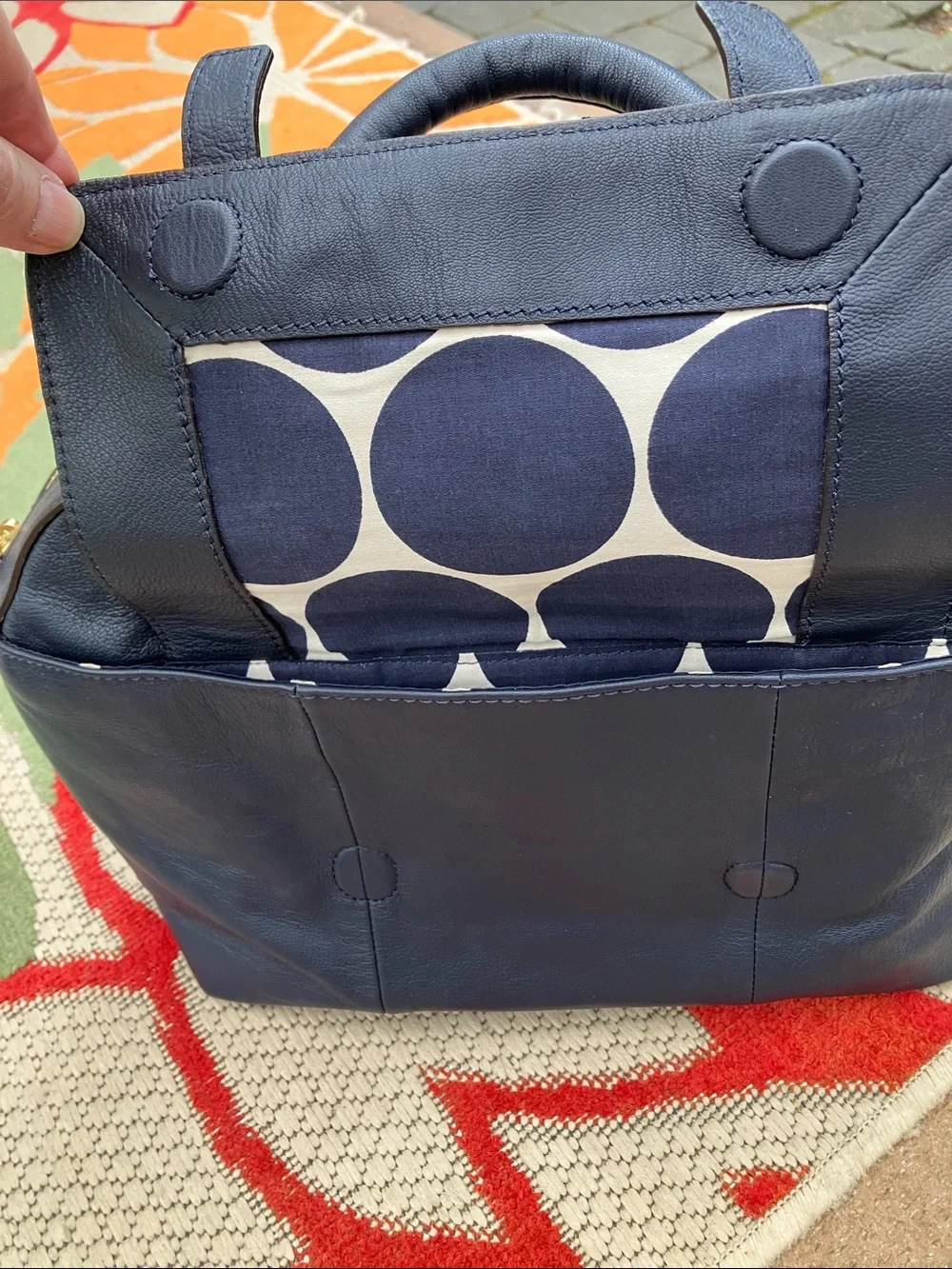 Boden Blue Leather Satchel